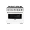imageZLINE 36 in 52 cu ft Select Dual Fuel Range with 6 Burner Gas Cooktop and Electric Convection Oven in Stainless Steel with White Matte Door HDRWM36