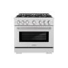 imageZLINE 36 in 52 cu ft Select Dual Fuel Range with Gas Cooktop and Electric Convection Oven in Satin Stainless Steel with 6 Brass Burners HDRSBR36