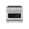 imageZLINE 36 in 52 cu ft Select Dual Fuel Range with Gas Cooktop and Electric Convection Oven in Stainless Steel with 6 Brass Burners HDRBR36