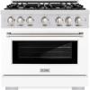 imageZLINE 36 in 52 cu ft Select Gas Range with 6 Burner Cooktop and Convection Gas Oven in Stainless Steel with White Matte Door HGRWM36
