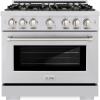 imageZLINE 36 in 52 cu ft Select Gas Range with Convection Gas Oven in Stainless Steel with 6 Brass Burners HGRBR36