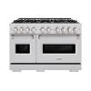 imageZLINE 48 in 67 cu ft Classic Double Oven Dual Fuel Range in Stainless Steel with 8 Brass Burners CDRBR48