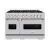 imageZLINE 48 in 67 cu ft Classic Double Oven Dual Fuel Range with 8 Burner Gas Cooktop in Satin Stainless Steel CDRS48