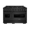 imageZLINE 48 in 67 cu ft Classic Double Oven Gas Range in Black Stainless Steel with 8 Brass Burners CGRBBR48