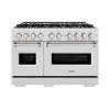 imageZLINE 48 in 67 cu ft Classic Double Oven Gas Range in Satin Stainless Steel with 8 Brass Burners CGRSBR48
