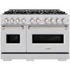 imageZLINE 48 in 67 cu ft Classic Double Oven Gas Range in Stainless Steel with 8 Brass Burners CGRBR48