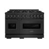 imageZLINE 48 in 67 cu ft Classic Double Oven Gas Range with 8 Burner Cooktop in Black Stainless Steel CGRB48