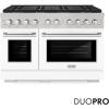imageZLINE 48 in 67 cu ft Paramount Dual Fuel Range with 8 Burner DuoPro Cooktop and Dual Ovens in Satin Stainless Steel with White Matte Doors PSDRSWM48