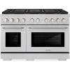 imageZLINE 48 in 67 cu ft Paramount Gas Range with 8 Burner DuoPro Cooktop and Dual Ovens in Satin Stainless Steel PSGRS48
