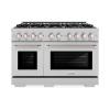 imageZLINE 48 in 67 cu ft Select Double Oven Dual Fuel Range in Satin Stainless Steel with 8 Brass Burners HDRSBR48