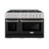 imageZLINE 48 in 67 cu ft Select Double Oven Dual Fuel Range with 8 Burner Gas Cooktop in Satin Stainless Steel with Black Matte Doors HDRSBLM48