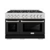 imageZLINE 48 in 67 cu ft Select Double Oven Dual Fuel Range with 8 Burner Gas Cooktop in Stainless Steel with Black Matte Doors HDRBLM48
