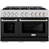 imageZLINE 48 in 67 cu ft Select Double Oven Gas Range with 8 Burner Cooktop in Stainless Steel with Black Matte Doors HGRBLM48