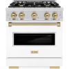 imageZLINE Autograph 30 Classic Dual Fuel Range wWhite Door amp Bronze Accents CDRZWM30CB