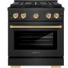 imageZLINE Autograph 30 in 42 cu ft Paramount Dual Fuel Range with 4 Burner DuoPro Cooktop and Electric Convection Oven in Black Satin Stainless Steel and Champagne Bronze Accents PSDRBSZ30CB