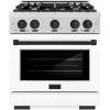 imageZLINE Autograph 30 in Select Dual Fuel Satin Steel Range wWhite amp Black Accents HDRSZWM30MB