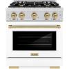 imageZLINE Autograph 30 in Select Dual Fuel Satin Steel Range wWhite amp Bronze Accents HDRSZWM30CB