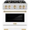 imageZLINE Autograph 30 in Select Dual Fuel Satin Steel Range wWhite amp Gold Accents HDRSZWM30G