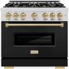 imageZLINE Autograph 36 Classic Dual Fuel Range wBlack Door amp Bronze Accents CDRZBLM36CB