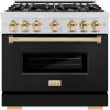 imageZLINE Autograph 36 Classic Dual Fuel Range wBlack Door amp Gold Accents CDRZBLM36G