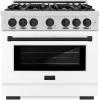 imageZLINE Autograph 36 Select Dual Fuel Range wWhite Door amp Black Accents HDRZWM36MB