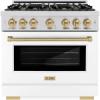 imageZLINE Autograph 36 Select Dual Fuel Range wWhite Door amp Bronze Accents HDRZWM36CB