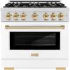 imageZLINE Autograph 36 Select Dual Fuel Range wWhite Door amp Gold Accents HDRZWM36G