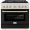 imageZLINE Autograph 36 in 52 cu ft Paramount Dual Fuel Range with 6 Burner DuoPro Cooktop and Electric Convection Oven in Satin Stainless Steel with Black Door and Bronze Accents PSDRSZBLM36CB