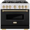 imageZLINE Autograph 36 in Classic Dual Fuel Satin Steel Range wBlack amp Bronze Accents