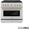 imageZLINE Autograph 36 in Paramount DuoPro Dual Fuel Range in Stainless Steel with Gold Helix Handle PSDRZ36KG
