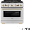 imageZLINE Autograph 36 in Paramount DuoPro Gas Range in Stainless Steel with Gold Helix Handle PSGRZ36KG