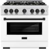 imageZLINE Autograph 36 in Select Dual Fuel Satin Steel Range wWhite amp Black Accents HDRSZWM36MB