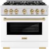 imageZLINE Autograph 36 in Select Dual Fuel Satin Steel Range wWhite amp Bronze Accents HDRSZWM36CB
