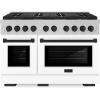 imageZLINE Autograph 48 in 67 cu ft Paramount Dual Fuel Range with 8 Burner DuoPro Cooktop and Dual Ovens in Satin Stainless Steel with White Matte Doors and Matte Black Accents PSDRSZWM48MB