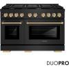 imageZLINE Autograph 48 in Paramount DuoPro Dual Fuel Range in Black Steel with Polished Gold Handles PSDRBZ48KG