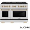 imageZLINE Autograph 48 in Paramount DuoPro Gas Range in Stainless Steel with Gold Helix Handles PSGRZ48KG