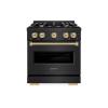 imageZLINE Autograph Edition 30 in 42 cu ft Classic Dual Fuel Range with 4 Burner Gas Cooktop and Electric Convection Oven in Black Stainless Steel with Champagne Bronze Accents CDRBZ30CB