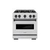 imageZLINE Autograph Edition 30 in 42 cu ft Classic Dual Fuel Range with 4 Burner Gas Cooktop and Electric Convection Oven in Satin Stainless Steel with Matte Black Accents CDRSZ30MB