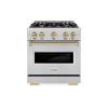imageZLINE Autograph Edition 30 in 42 cu ft Classic Dual Fuel Range with 4 Burner Gas Cooktop and Electric Convection Oven in Stainless Steel with Champagne Bronze Accents CDRZ30CB