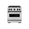 imageZLINE Autograph Edition 30 in 42 cu ft Classic Dual Fuel Range with 4 Burner Gas Cooktop and Electric Convection Oven in Stainless Steel with Matte Black Accents CDRZ30MB