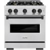 imageZLINE Autograph Edition 30 in 42 cu ft Classic Gas Range with 4 Burner Cooktop and Convection Gas Oven in Satin Stainless Steel and Matte Black Accents CGRSZ30MB