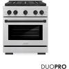 imageZLINE Autograph Edition 30 in 42 cu ft Paramount Dual Fuel Range with 4 Burner DuoPro Cooktop and Electric Convection Oven in Satin Stainless Steel and Matte Black Accents PSDRSZ30MB