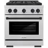 imageZLINE Autograph Edition 30 in 42 cu ft Paramount Gas Range with 4 Burner DuoPro Cooktop and Convection Gas Oven in Satin Stainless Steel and Matte Black Accents PSGRSZ30MB