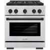 imageZLINE Autograph Edition 30 in 42 cu ft Paramount Gas Range with 4 Burner DuoPro Cooktop and Convection Gas Oven in Stainless Steel with Matte Black Accents PSGRZ30MB