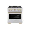 imageZLINE Autograph Edition 30 in 42 cu ft Select Dual Fuel Range with 4 Burner Gas Cooktop and Electric Convection Oven in Stainless Steel with Champagne Bronze Accents HDRZ30CB
