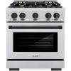 imageZLINE Autograph Edition 30 in 42 cu ft Select Dual Fuel Range with 4 Burner Gas Cooktop and Electric Convection Oven in Stainless Steel with Matte Black Accents HDRZ30MB
