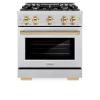 imageZLINE Autograph Edition 30 in 42 cu ft Select Gas Range with 4 Burner Cooktop and Convection Gas Oven in Stainless Steel and Polished Gold Accents HGRZ30G