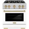 imageZLINE Autograph Edition 30 in 42 cu ft Select Gas Range with 4 Burner Cooktop and Convection Gas Oven in Stainless Steel with White Matte Door and Champagne Bronze Accents HGRZWM30CB