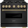 imageZLINE Autograph Edition 36 in 52 cu ft Classic Dual Fuel Range with 6 Burner Gas Cooktop and Electric Convection Oven in Black Stainless Steel with Champagne Bronze Accents CDRBZ36CB