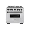 imageZLINE Autograph Edition 36 in 52 cu ft Classic Dual Fuel Range with 6 Burner Gas Cooktop and Electric Convection Oven in Stainless Steel with Matte Black Accents CDRZ36MB